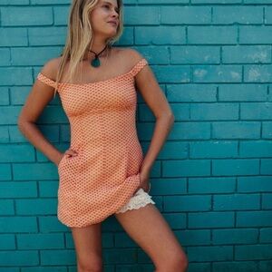 Free People Berry Kiss Mini Dress in White Peach Combo size Small